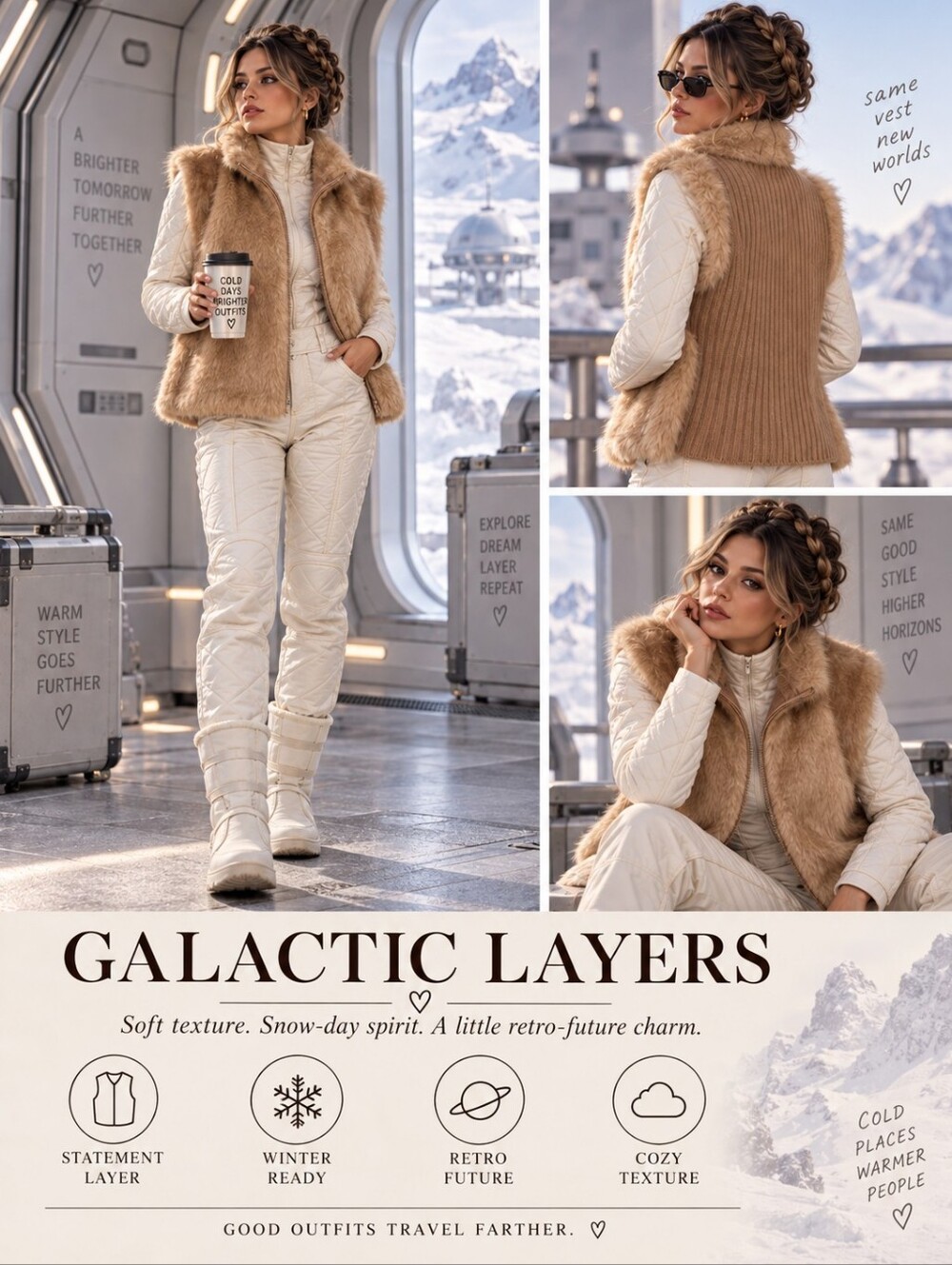 Kikit Faux Fur Vest in Camel Beige